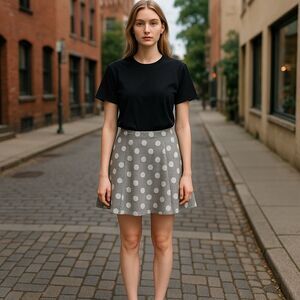 Elizabeth James Women's‎ Gray Polka Dot A-Line Mini Skirt Size M